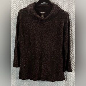 Ellen Tracy Dark Patterned Cowl Neck Sweater